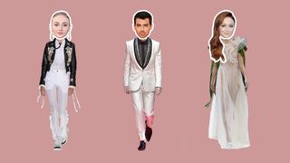 White, Formal wear, Clothing, Pink, Suit, Tuxedo, Fashion, Fashion design, Dress, Outerwear,