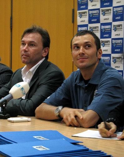 Johan Bruyneel and Ivan Basso at Discovery Channel press conference