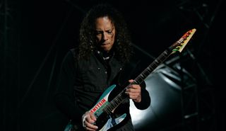 Kirk Hammett performs with Metallica at the Tres de Marzo Stadium on March 1, 2009 in Zapopan, Mexico
