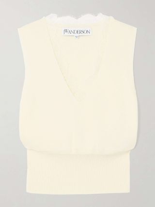 Lace-Trimmed Cotton-Blend Tank