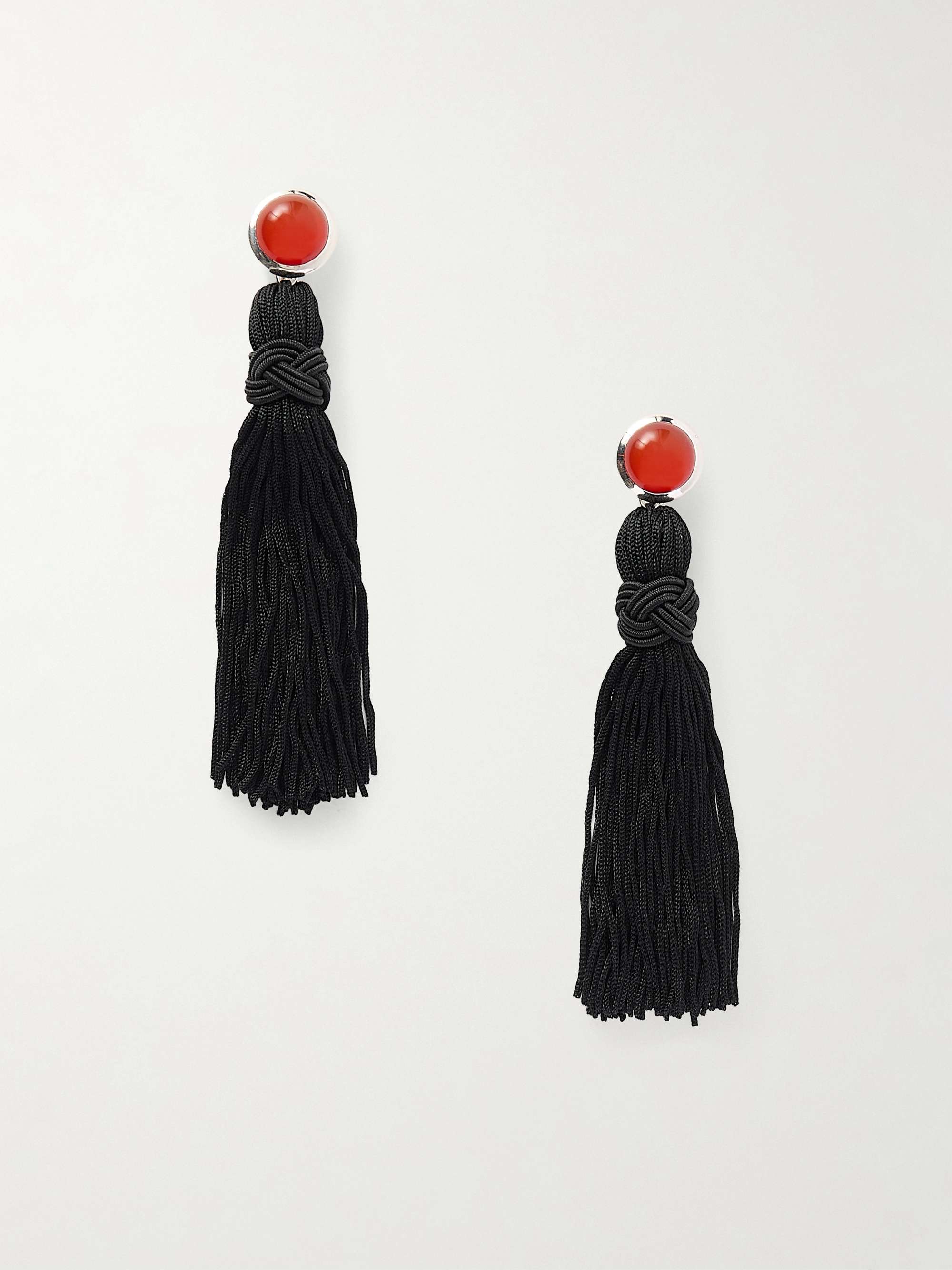 Cleo Tasseled Silver and Cornelian Earrings