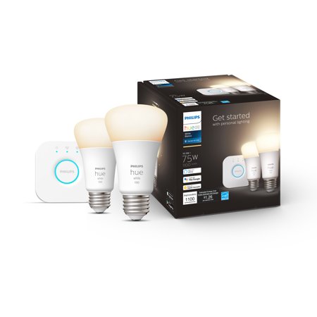 Philips Hue White A19 Bluetooth 75w Smart Led Starter Kit, White