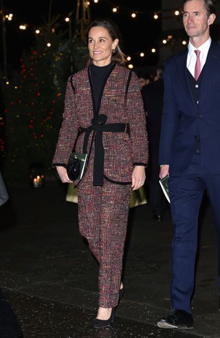 Pippa Middleton wore a colourful tweed suit for Kate's Carol Concert