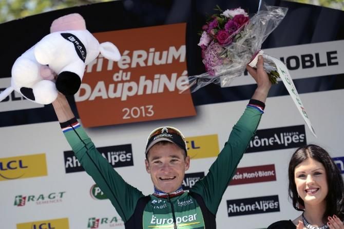 Thomas Voeckler (Europcar) on the podium in Grenoble