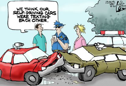 Editorial cartoon U.S. Self driving cars technology