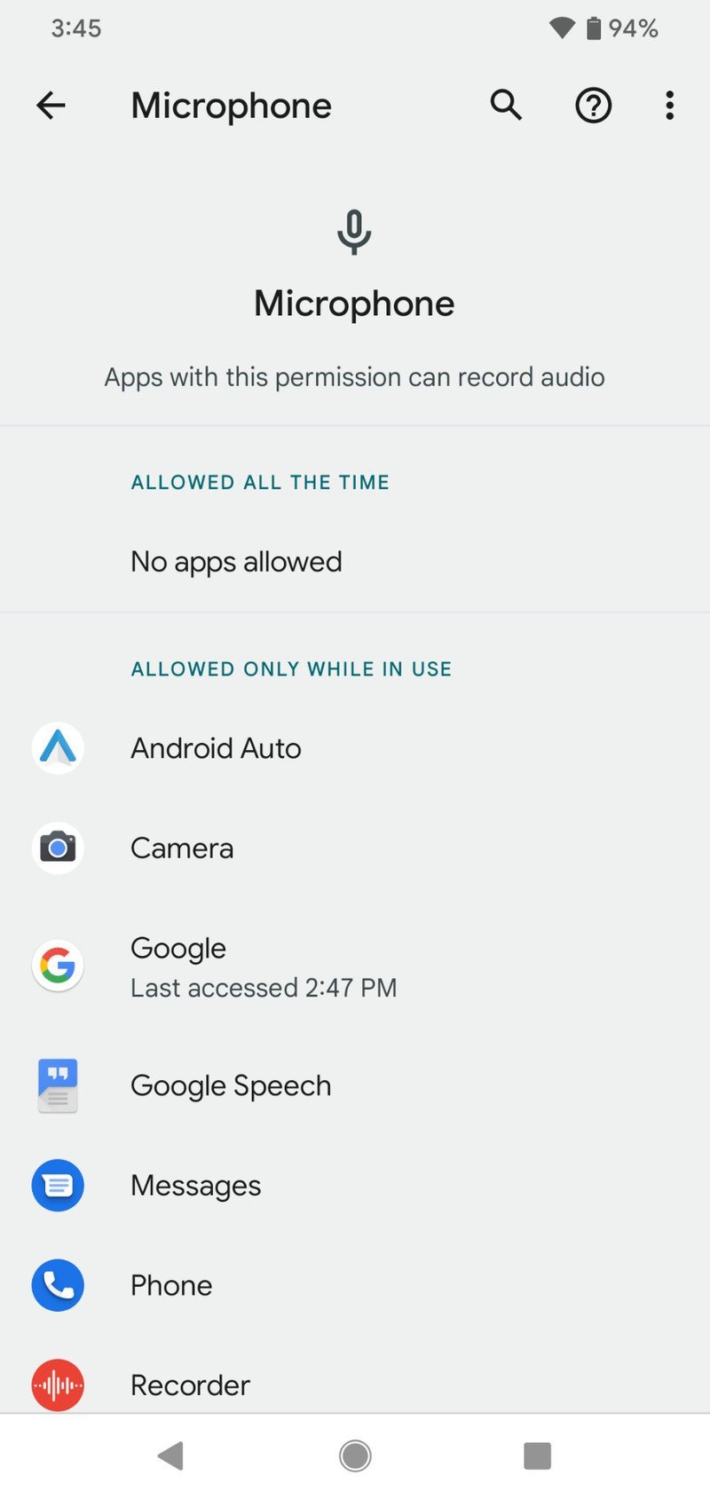 Android 12 Privacy Dashboard Screenshot