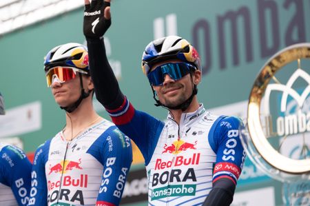 Primoz Roglic of the Red Bull - Bora - Hansgrohe team is at the start of the 120th edition of Il Lombardia in Bergamo, Italy, on October 10, 2026. (Photo by Silvia Colombo/NurPhoto via Getty Images)