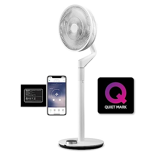 Duux Whisper Flex Ultimate Smart Portable Fan, Cordless With Battery Pack, With Remote Control, Alexa & Smart App, 30 Cooling Speeds, Height Adjustable, Oscilating, Quiet Fan, Night Mode, Timer, White