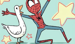 Spider-Man and a goose.