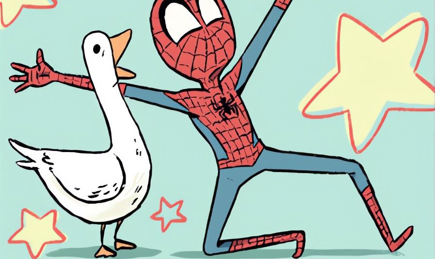 Spider-Man and a goose.