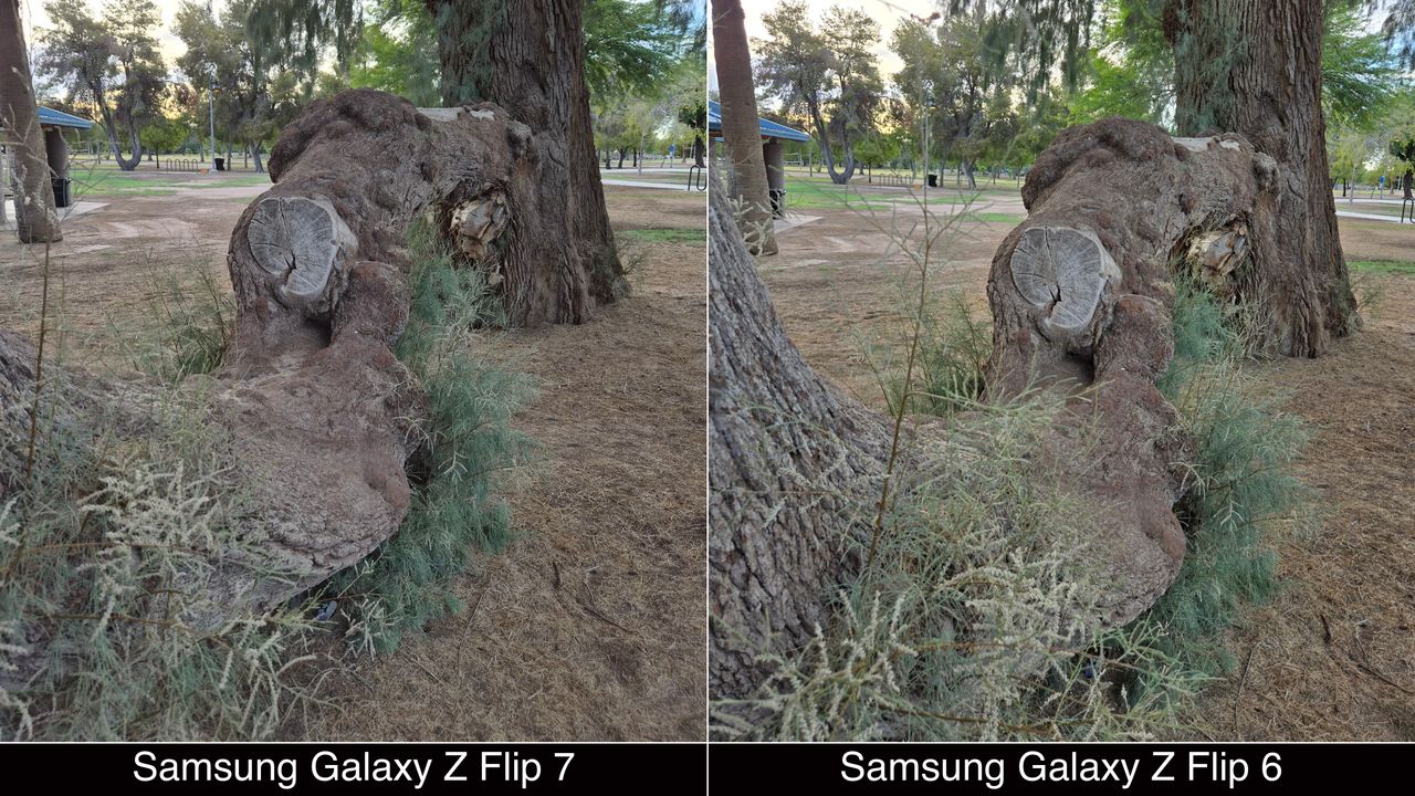 Camera comparisons shot on Samsung Galaxy Z Flip 7 and Flip 6.
