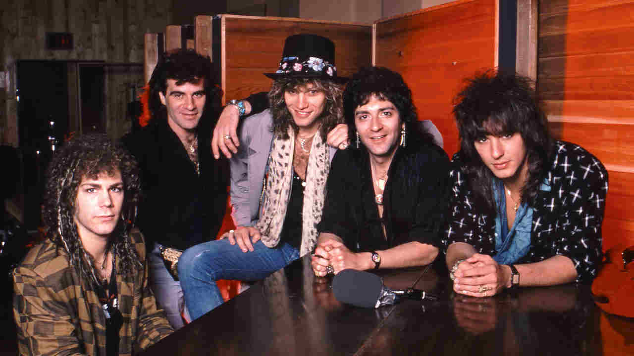 Bon Jovi posing for a photograph in 1986