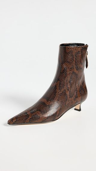 Aeyde Zoe Snake Print Calf Leather Moka Booties