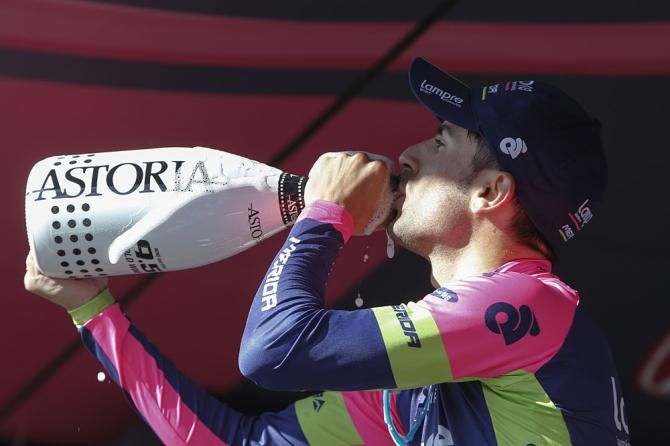 Diego Ullisi (Lampre-Merida) on the podium