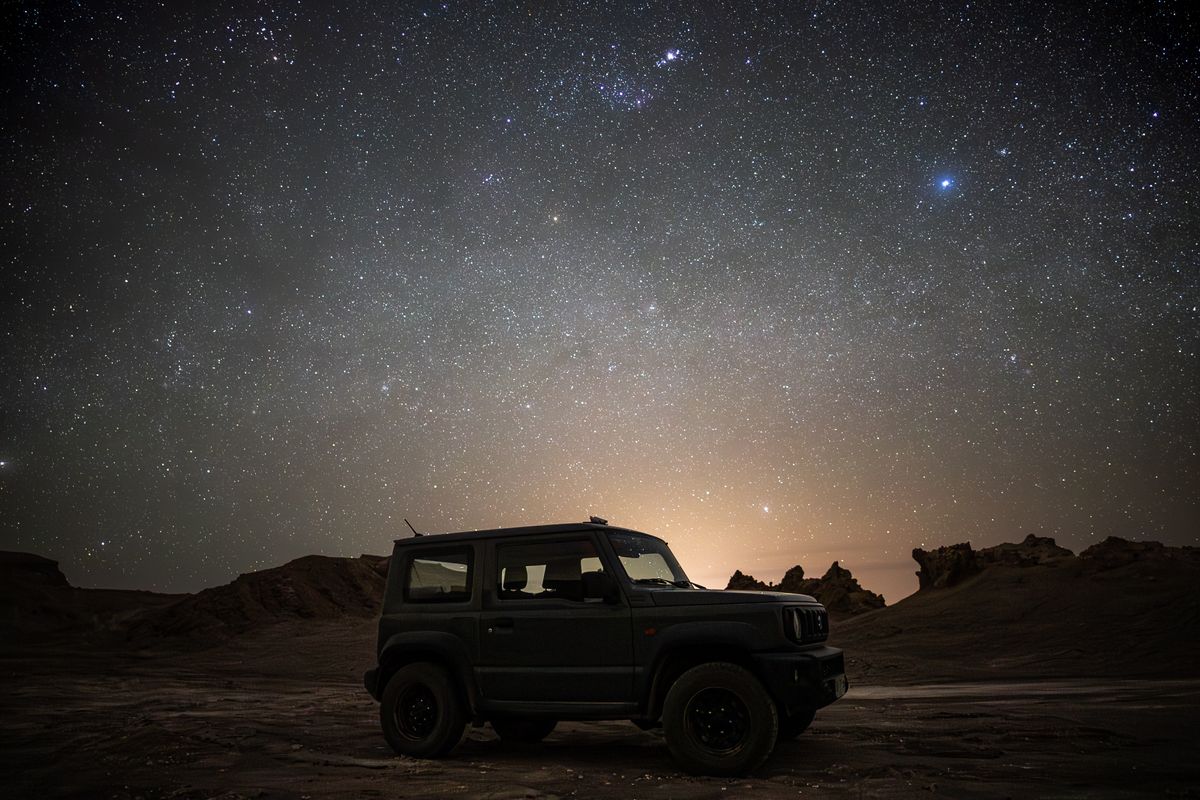 Sample image taken with the Sigma 15mm f/1.4 DC Contemporary of stars and a vehicle