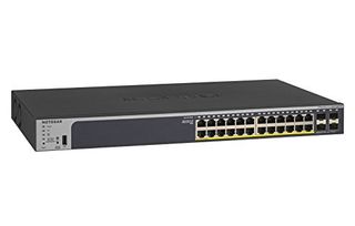 NETGEAR 28-Port Gigabit Ethernet Smart Managed Pro PoE Switch (GS728TPP) - with 24 x PoE+ @ 380W, 4 x 1G SFP, Desktop/Rackmount, and ProSAFE Lifetime Protection