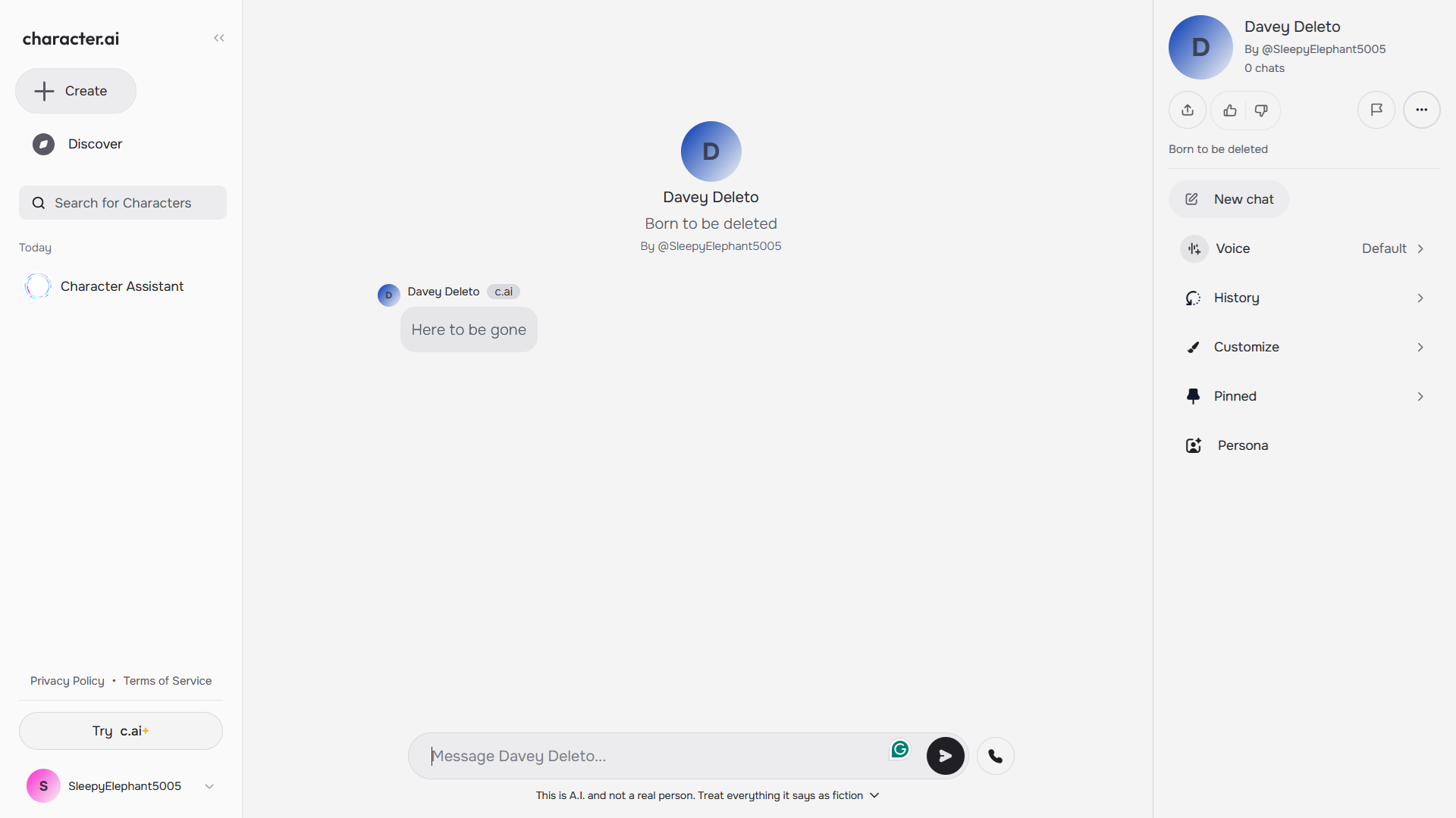 How to delete a character from Character AI
