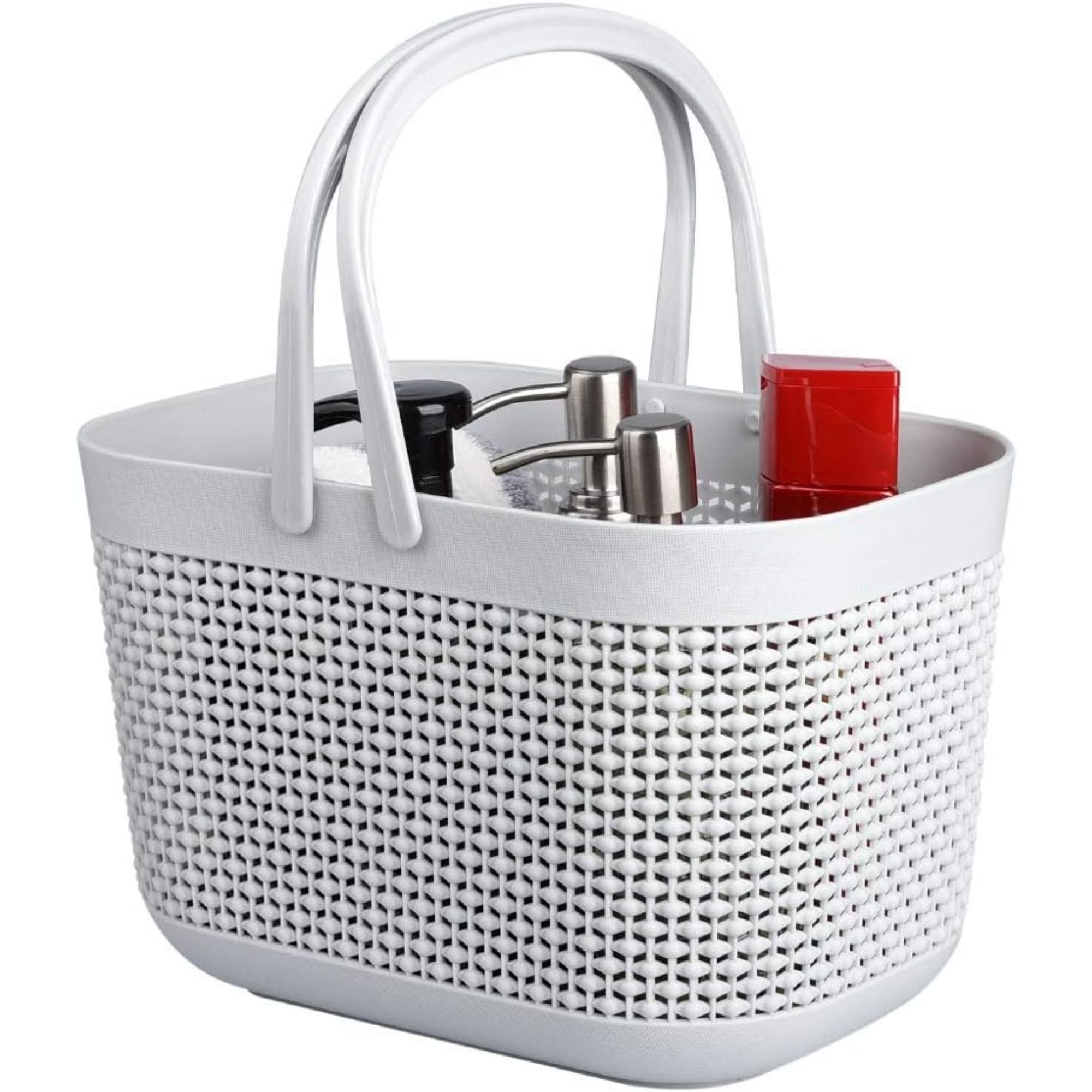 White plastic storage caddy