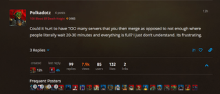 Ett inlägg från utvecklaren Blizzards World of Warcraft Classic-forum.