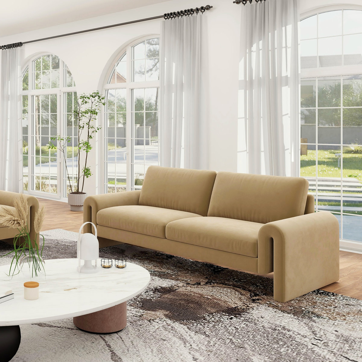 Mercer41 Silvo 85'' Velvet Round Arm Sofa &amp;amp; Reviews | Wayfair