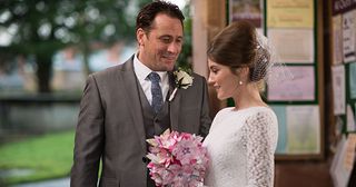 Lily Drinkwell on her wedding day with Tony Hutchinson in Hollyoaks.