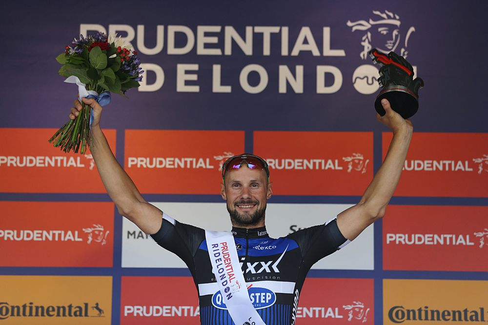 Tom Boonen (Etixx-QuickStep) on the podium at RideLondon Classic