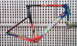 A handpainted Cannondale LAB71 SuperSix EVO frameset that willbe ridden in the 2023 Giro by a menber of the EF Education cycling team