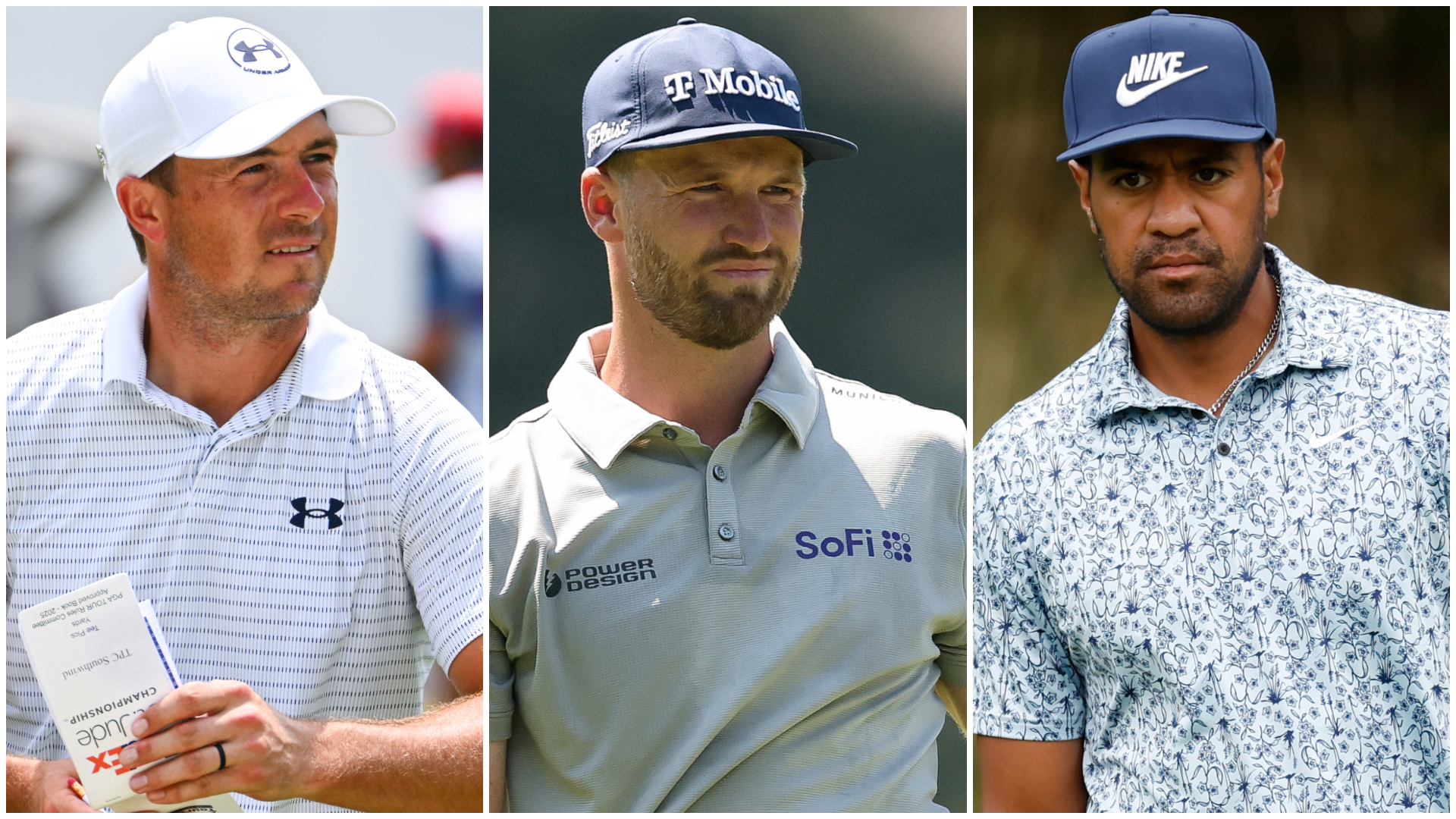 Jordan Spieth, Wyndham Clark and Tony Finau 