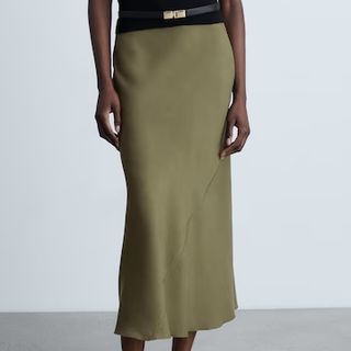 Mango Midi Satin Skirt