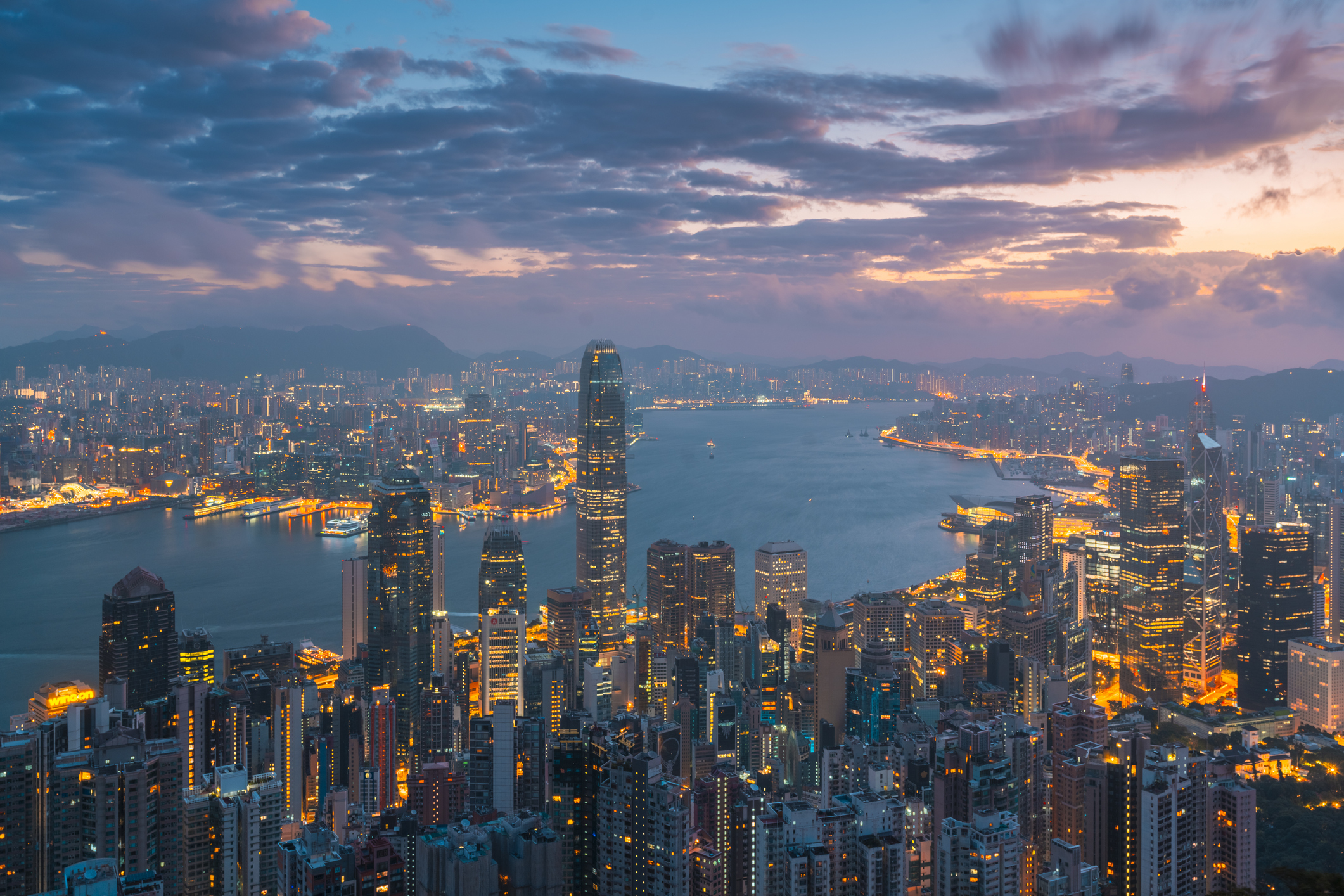 Hong Kong skyline at dawn