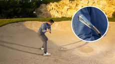 Golf Monthly Top 50 Coach Dan Grieve demonstrating a greenside bunker drill with a 5-iron
