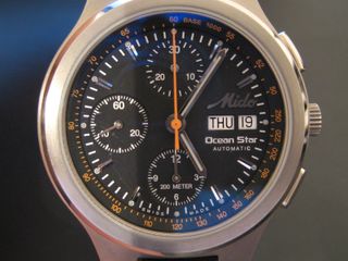 A tachymeter etched on the outer bezel of a regular watch