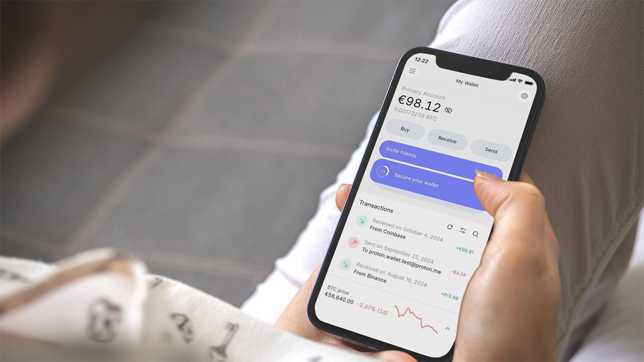 Proton Wallet being used on an iPhone
