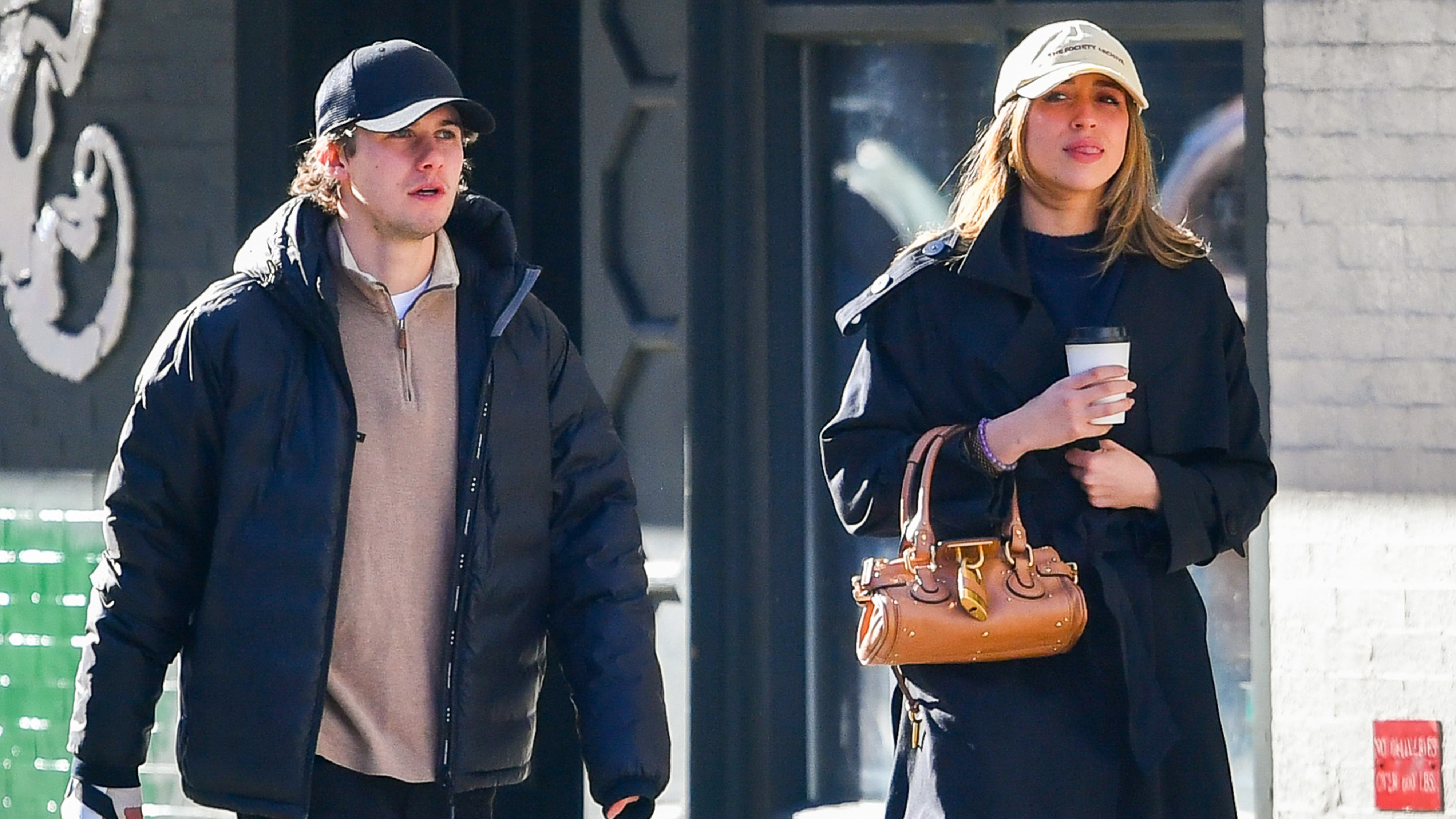 Tate Mcrae and jack hughs in nyc wearing the suede-and-leather sneaker trend.