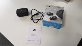 sennheiser momentum true wireless 4 with accessories and box