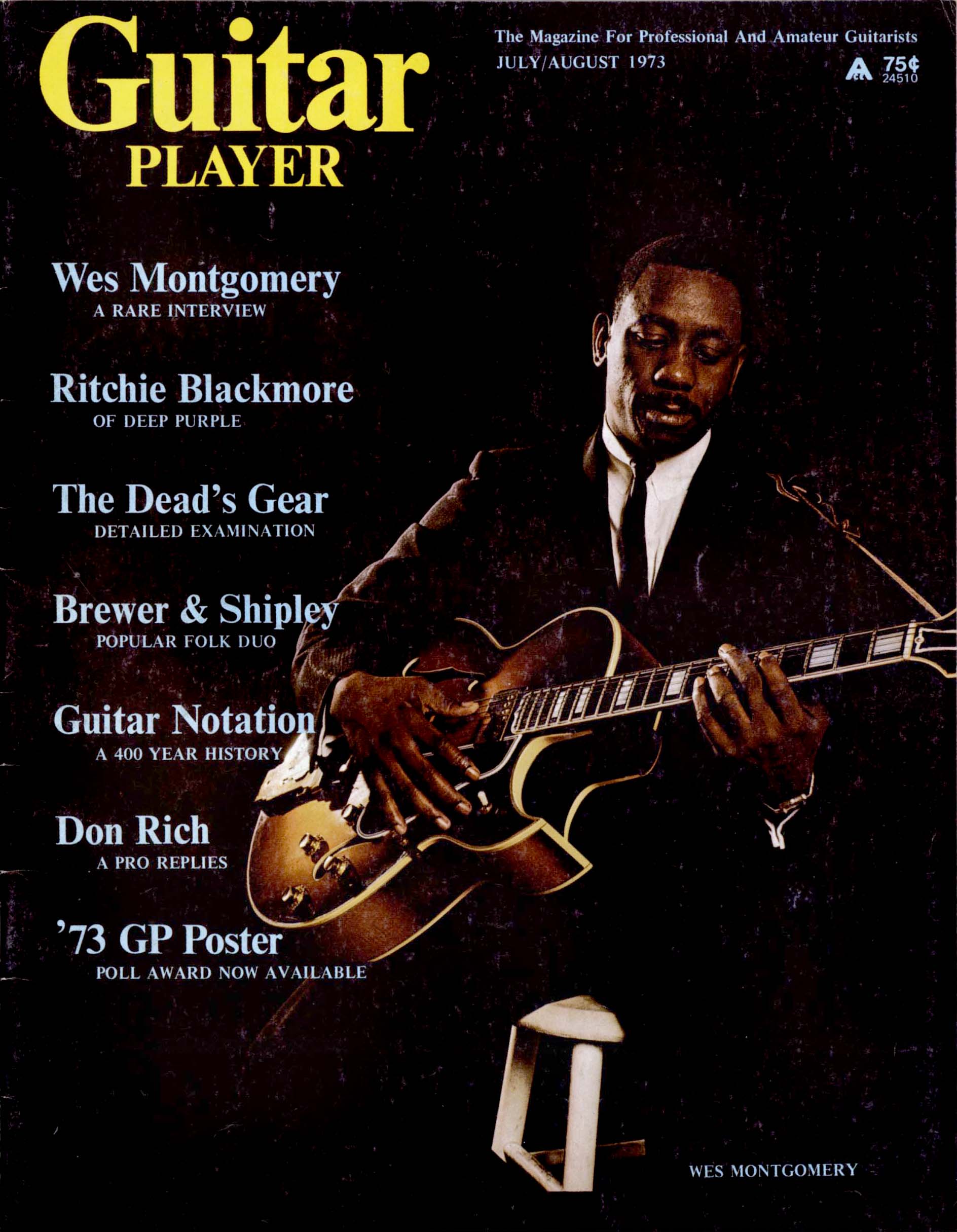 The cover of the July/August 1973 issue of Guitar Player featuring a rare interview with Wes Montgomery