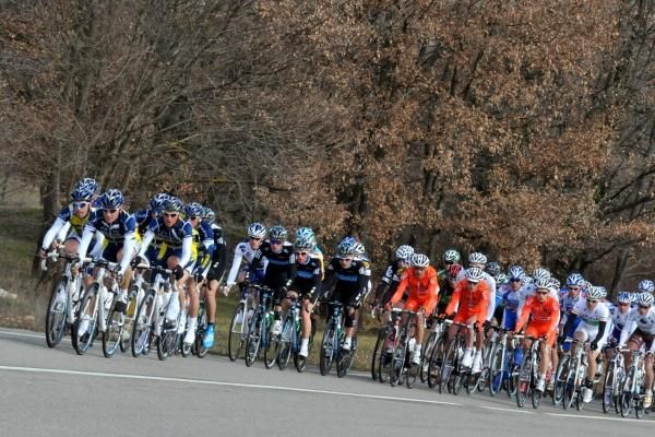 Team Sky sit in second place within the peloton