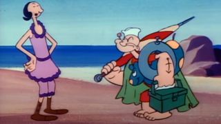 Popeye and Olive Oyl in Popeye: A Day at Muscle Beach