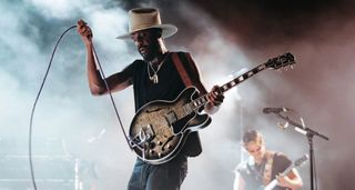 Gary Clark Jr plays his signature Cobra Burst ES-355 live onstage.