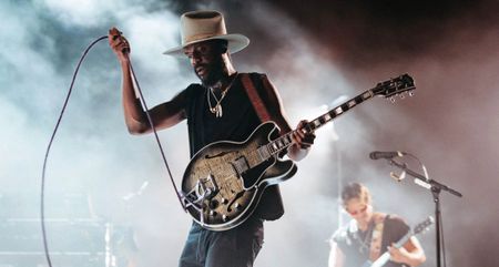 Gary Clark Jr plays his signature Cobra Burst ES-355 live onstage.
