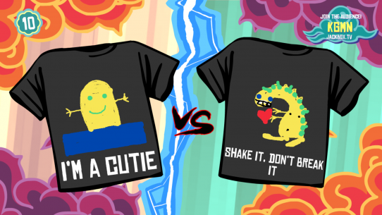 Some T-shirt designs in Jackbox.