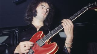 Ritchie Blackmore plays the red Gibson ES-335 he purchased from Jim Marshall while performing with Deep Purple in 1969. 