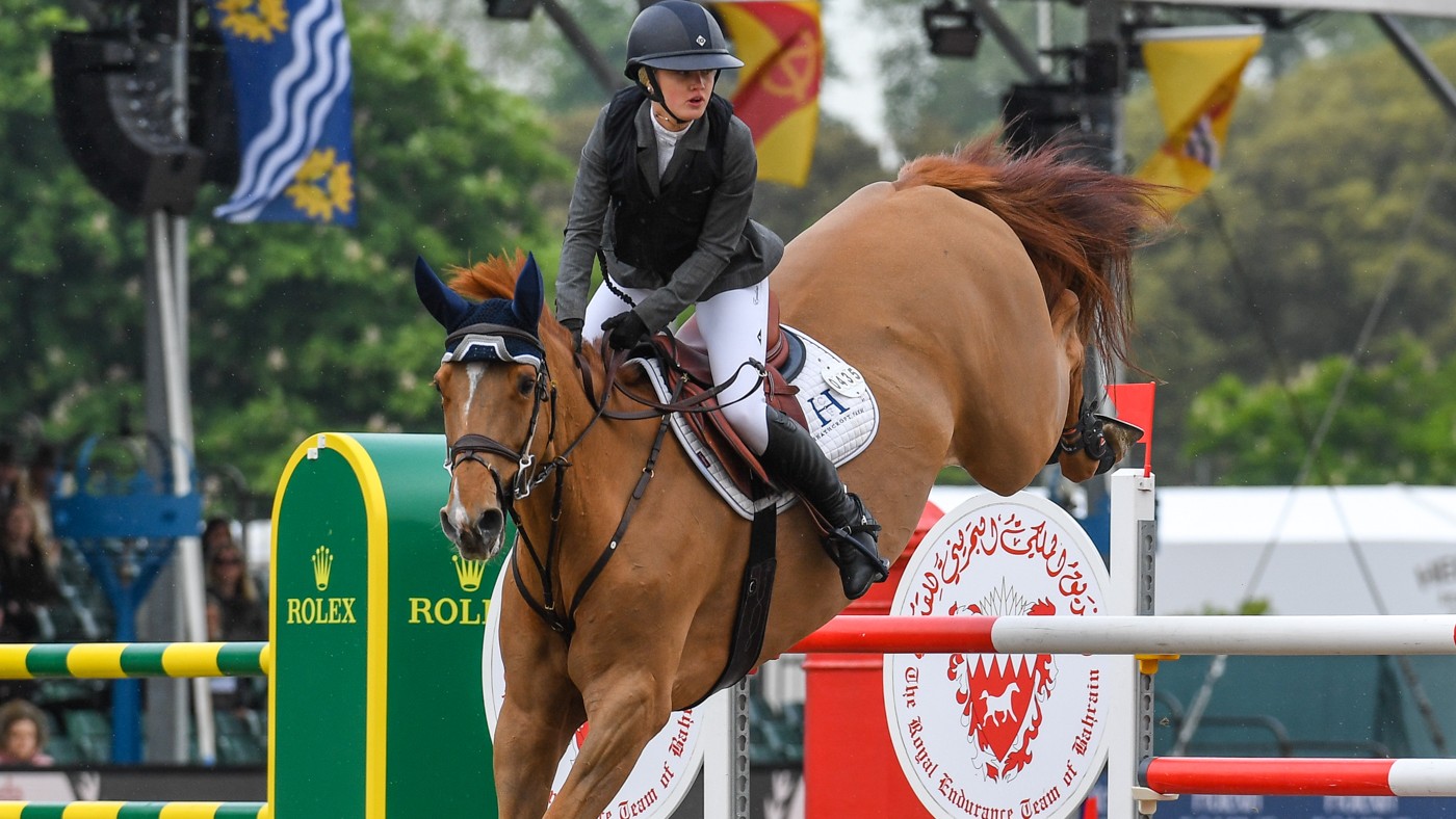 Sienna Charles and Chinta Van Geluut Z jumping at Royal Windsor