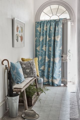 Hallway with door curtain