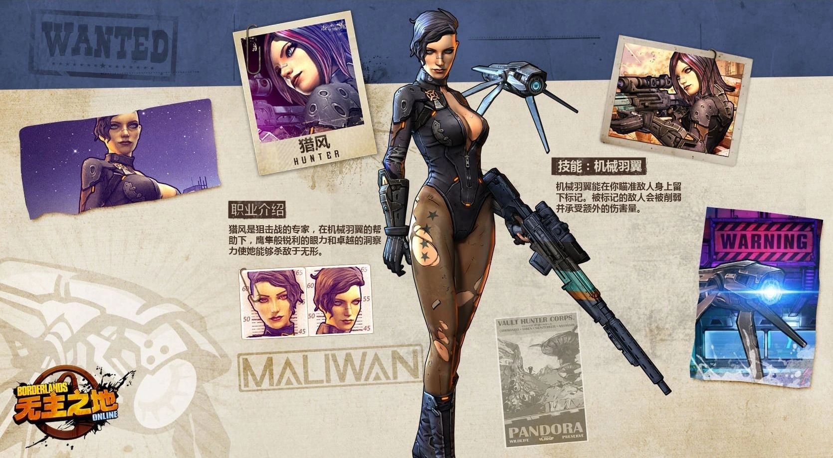 A hunter with a sniper rifle and drone in Borderlands Online