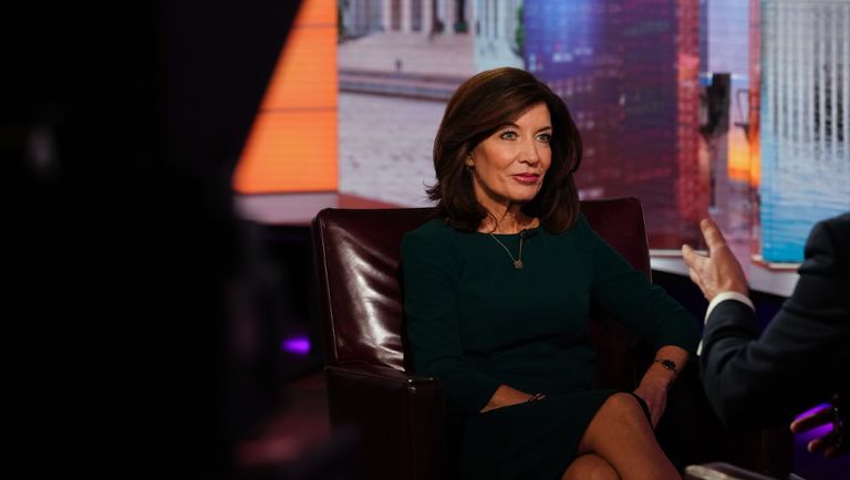 Kathy Hochul, lieutenant governor of New York, listens during a Bloomberg Television interview in New York, U.S., on Thursday, Dec. 12, 2019. 