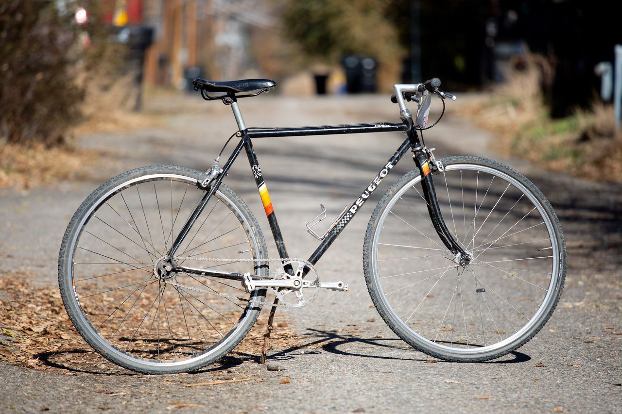 Jennaye Derge's Peugot, as ridden at the single speed cyclocross world championship in Durango