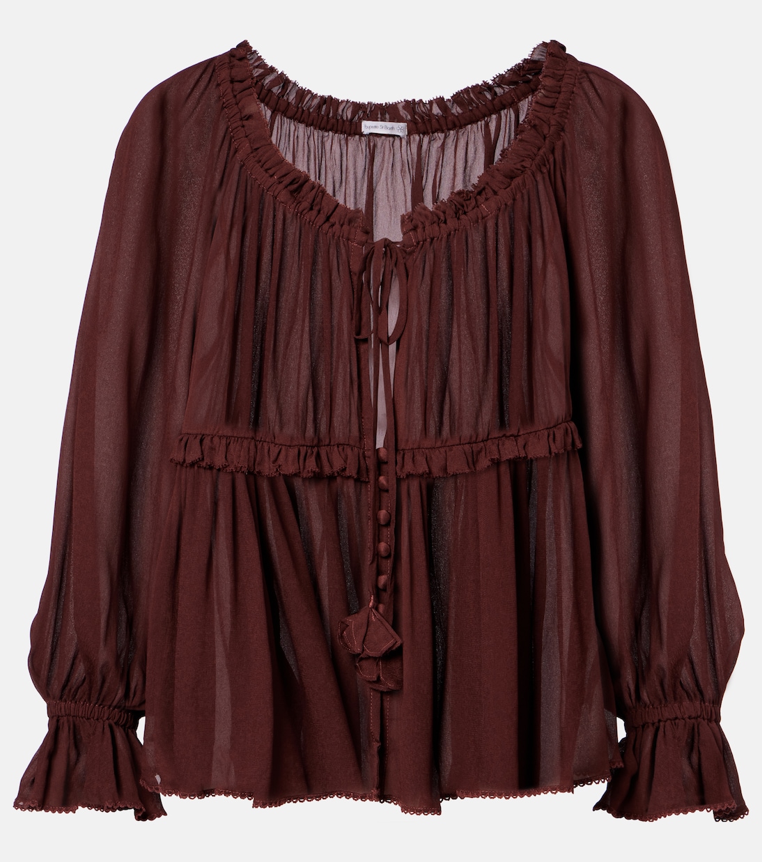Moon Ruffled Blouse in Brown - Poupette St Barth