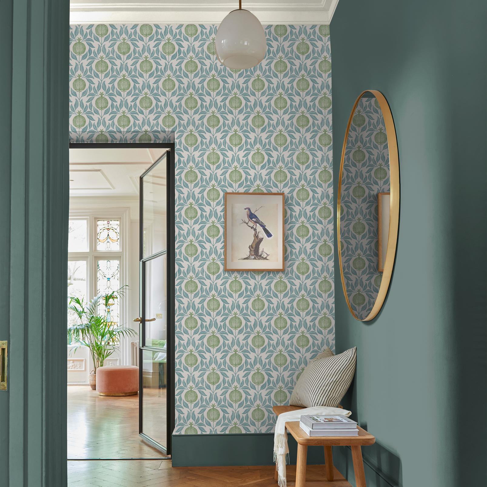 Apple of Grenada Blue &amp;amp; Green Wallpaper
