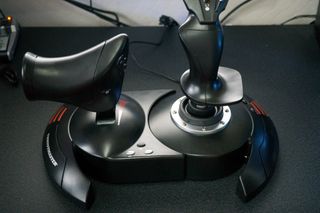 A Thrustmaster T-Flight HOTAS joystick